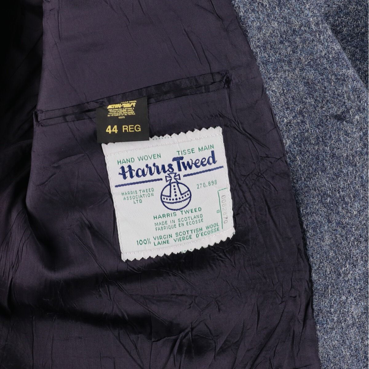 古着 ハリスツイード Harris Tweed ウールテーラードジャケット カナダ