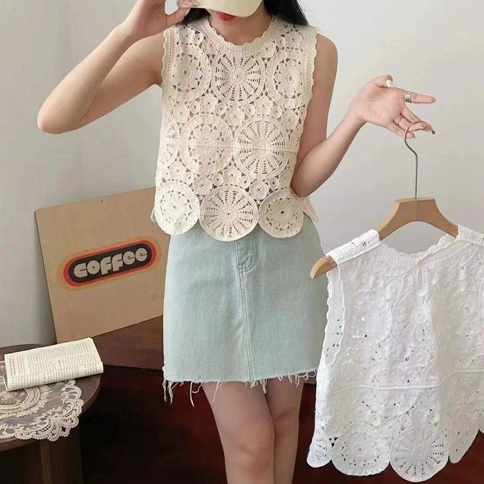 美品　ジャスグリッティー　透かし編みニット　ニットベスト　ホワイト　白 trim_fce_item6625e0f38abc0.jpg