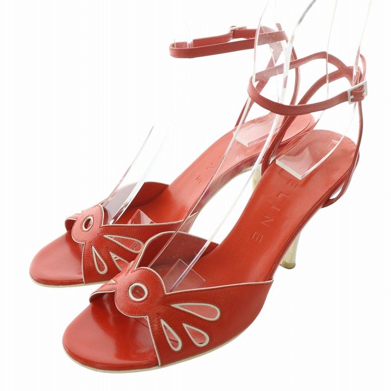 CELINE レッド ストラップサンダル 36 CELINE(セリーヌ) / CELINE セリーヌ サンダル/36.5/RED