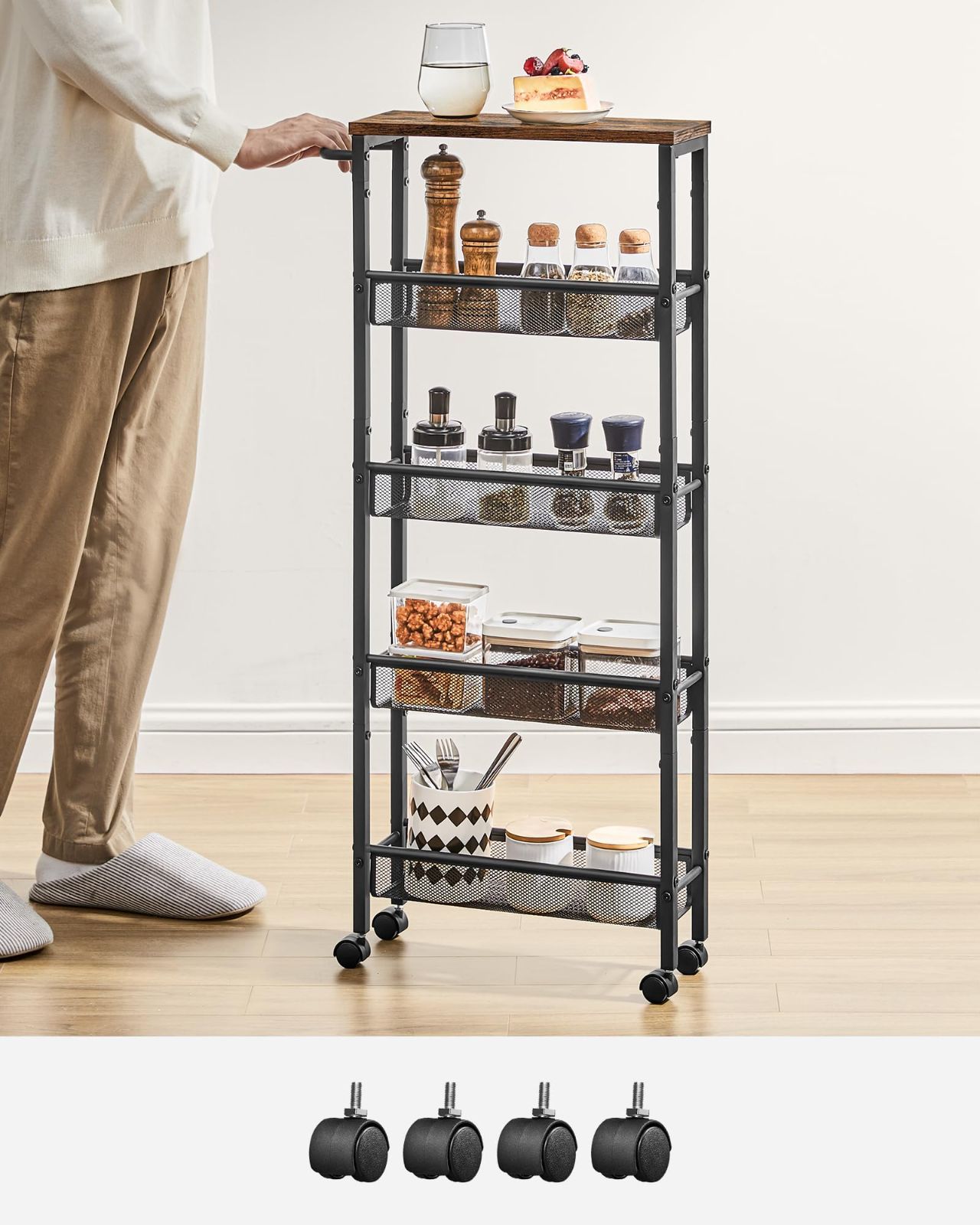 特価商品】隙間収納13CM 天板付き スリムワゴンすき間収納 スリム