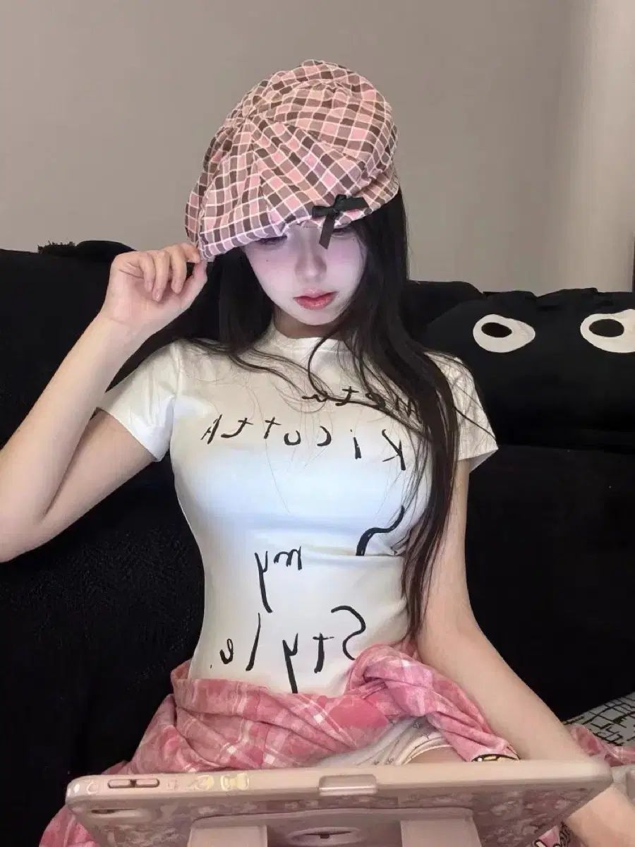 ABLY（エイブリー) ピンク チェック カリーナ ベレー帽