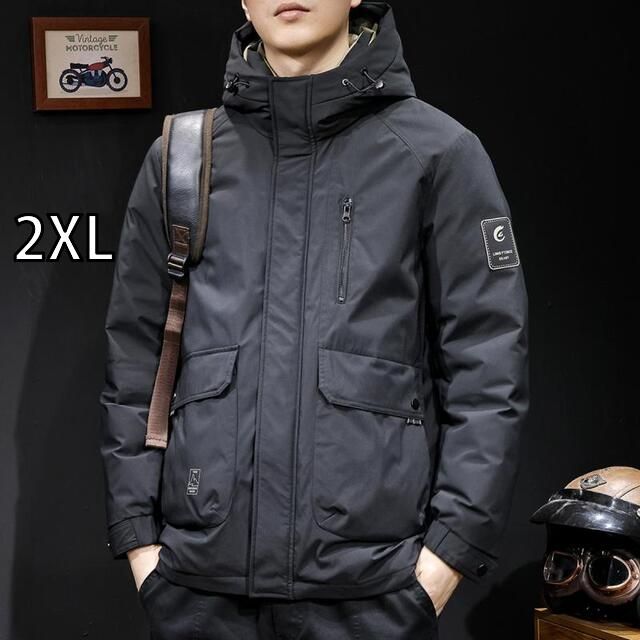 [2XL ]秋冬 コーデ メンズ  服 シンプル ファッション オシャレ 大人 かっこいい 大きいサイズ ストリート 紳士服 アヒル ダウン ジャケット 厚手 暖かい ワークジャケット 耐寒