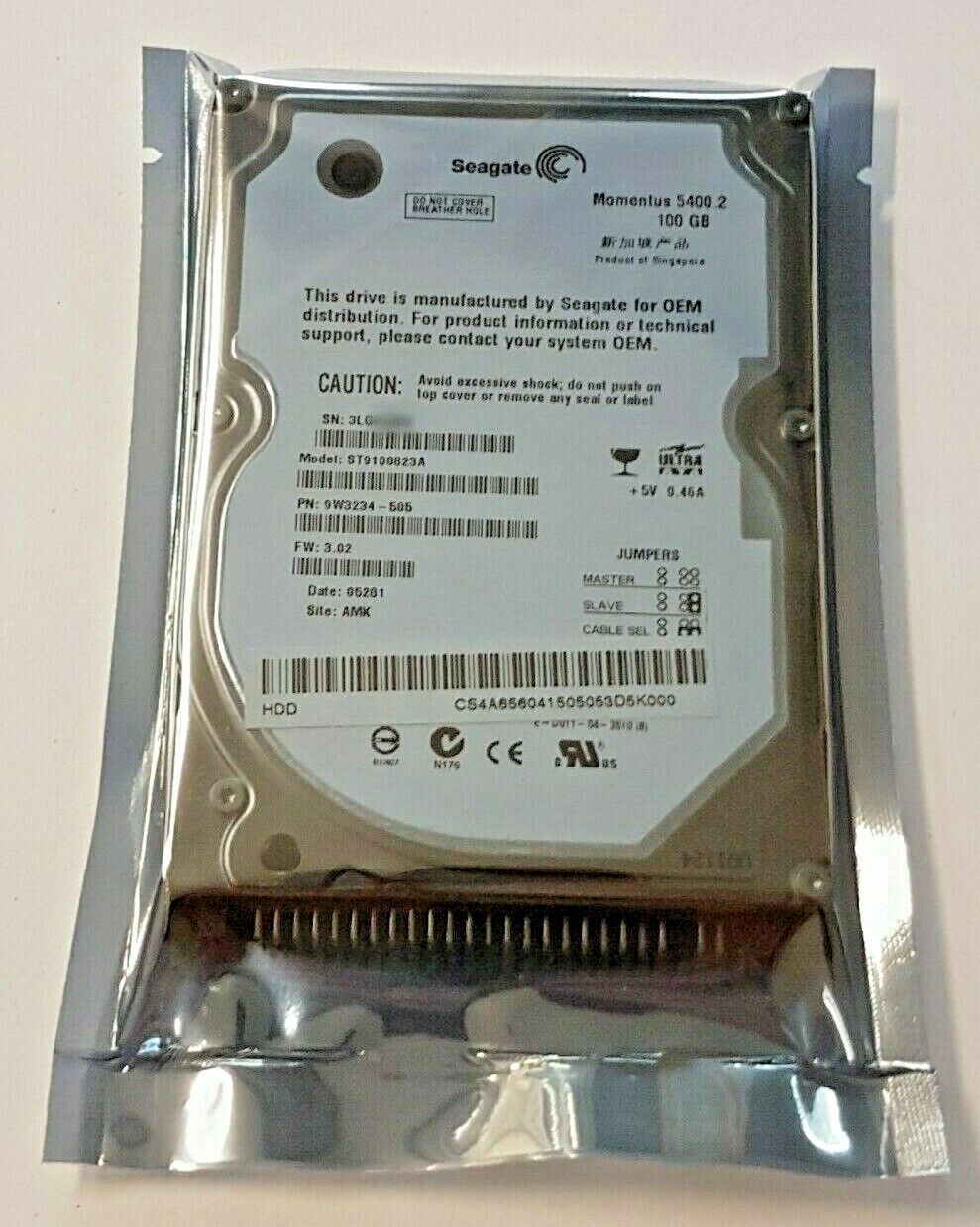 100GB IDE Seagate Moment 5400.2 ST9100823A P-ATA 8MB 2.5 ハードドライブ