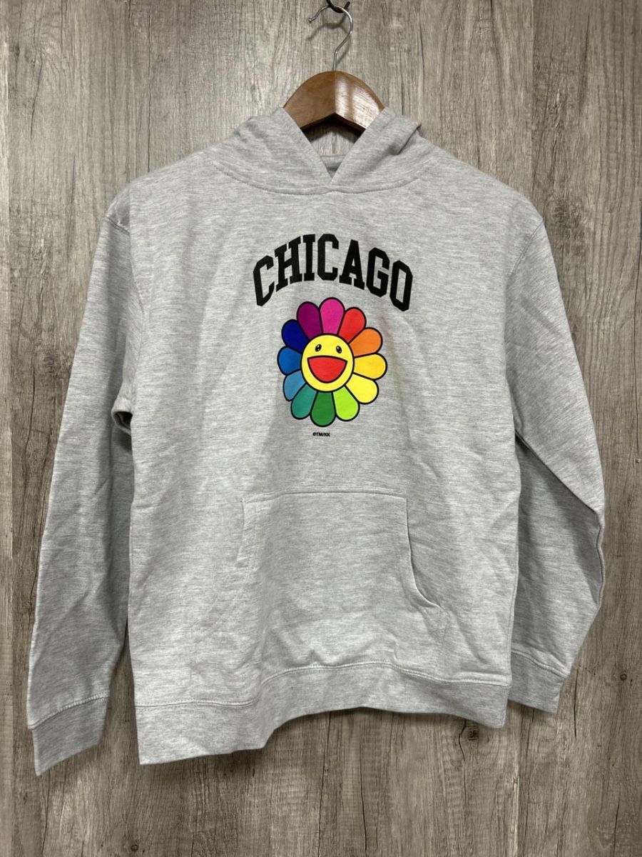 complexcon × KAIKAI KIKI コンプレックスコン×カイカイキキ 村上隆 CHICAGO FLOWER HOODIE プルオーバー パーカー sizeL|グレー ◆ ◎レディース