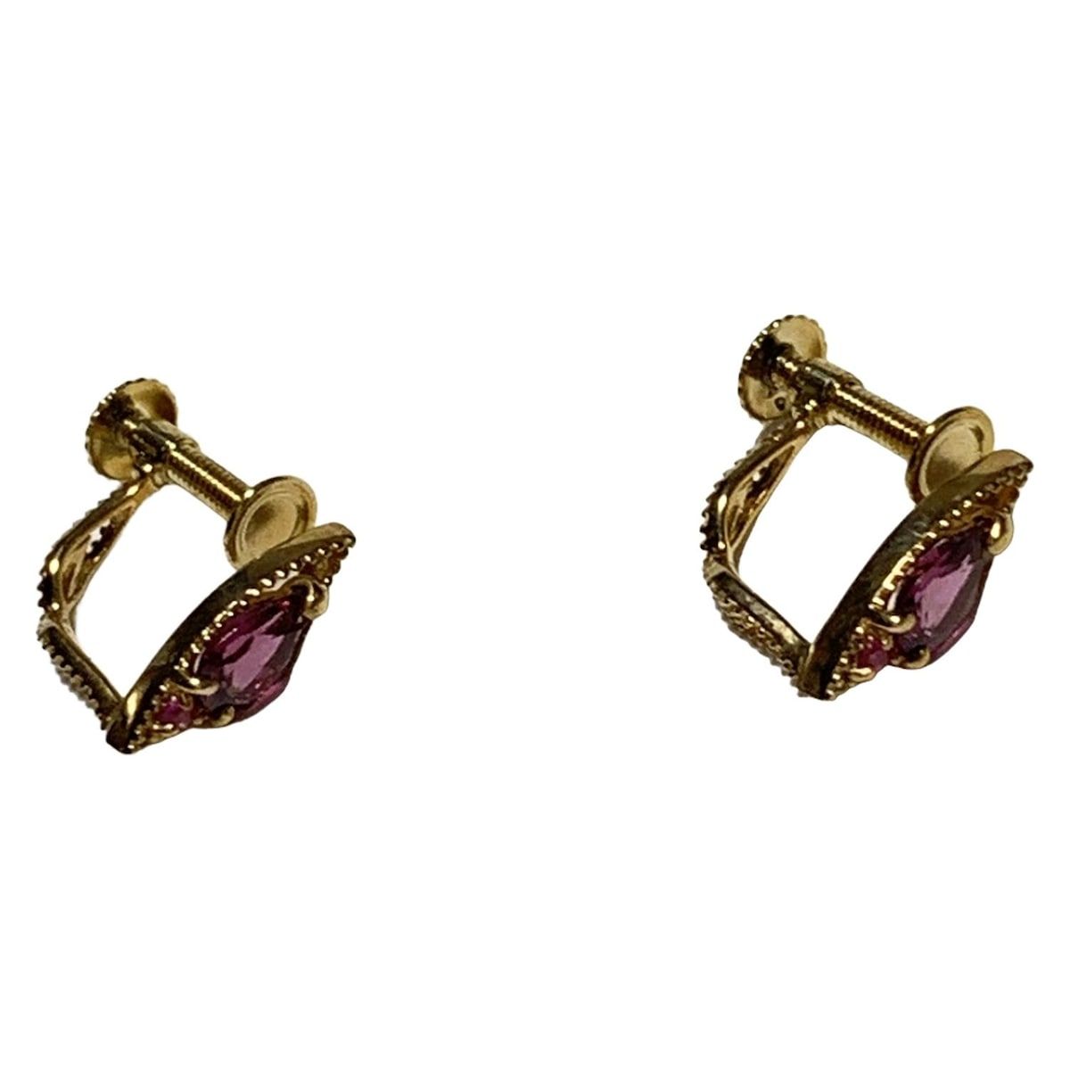 agete アガット イヤリング - K10PG×パープル