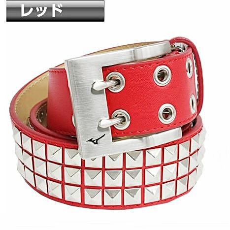 ミズノ ゴルフ MIZUNO GOLF 新品 メンズ 高級感 高品質 オシャレ 長さ調節可能 スタッズ ベルト BELT 赤 [52JY6558621N] 一 八QWER