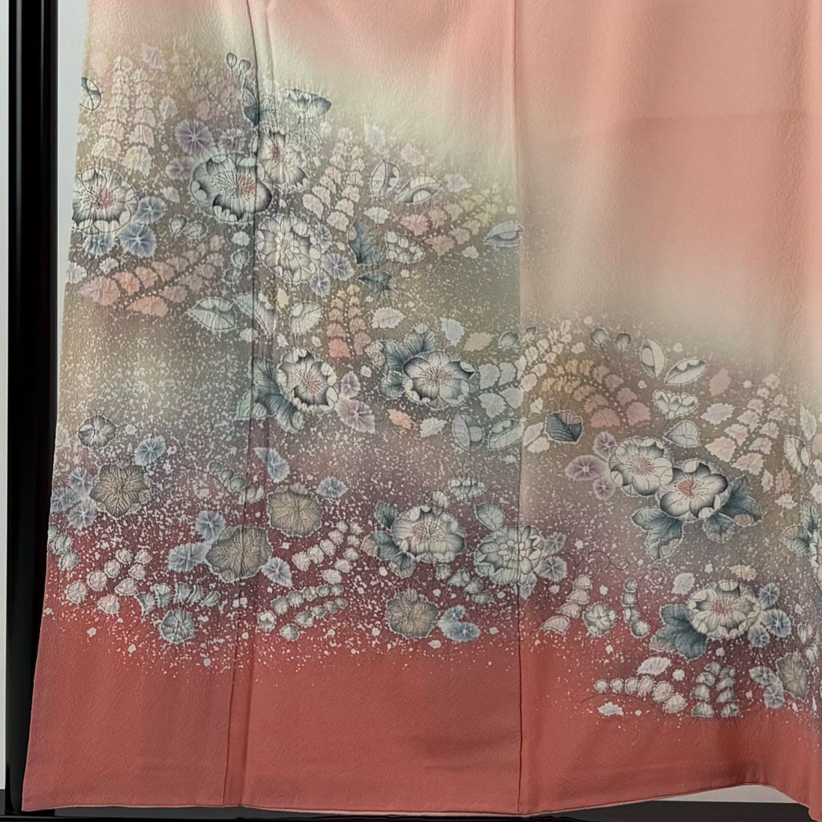 訪問着 身丈157cm 裄丈64cm M 袷 翠山工房 落款 辻が花 染め分け ぼかし サーモンピンク 正絹 秀品