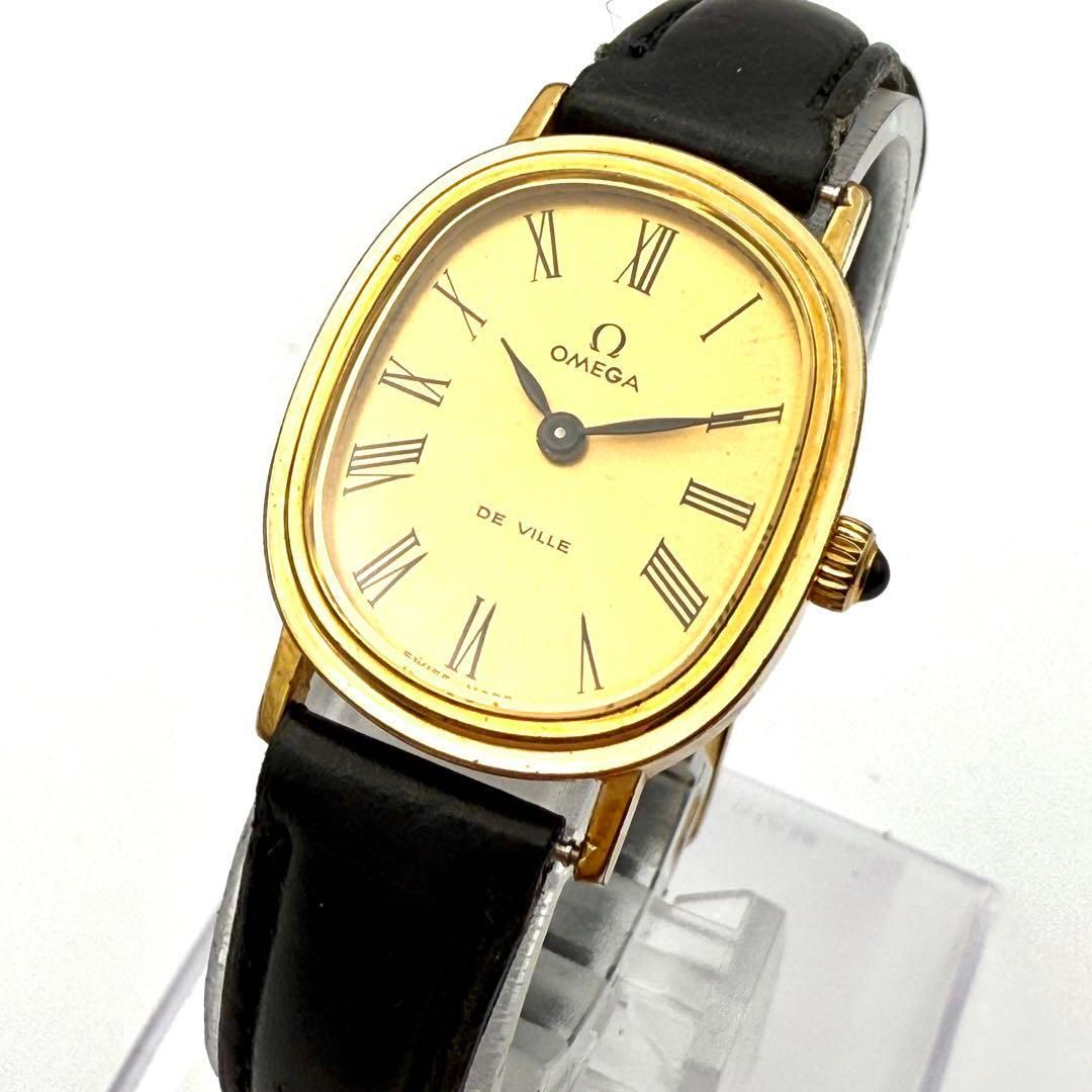 A045 アンティーク OMEGA DE VILLE オメガ デビル ゴールドカラー オーバルケース 手巻き機械式 レディースウォッチ