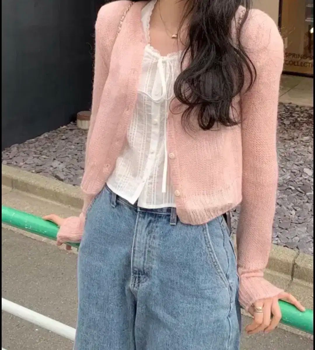 Le Plein ピンク Kidmo カーディガン Pink Kidmohair Cardigan