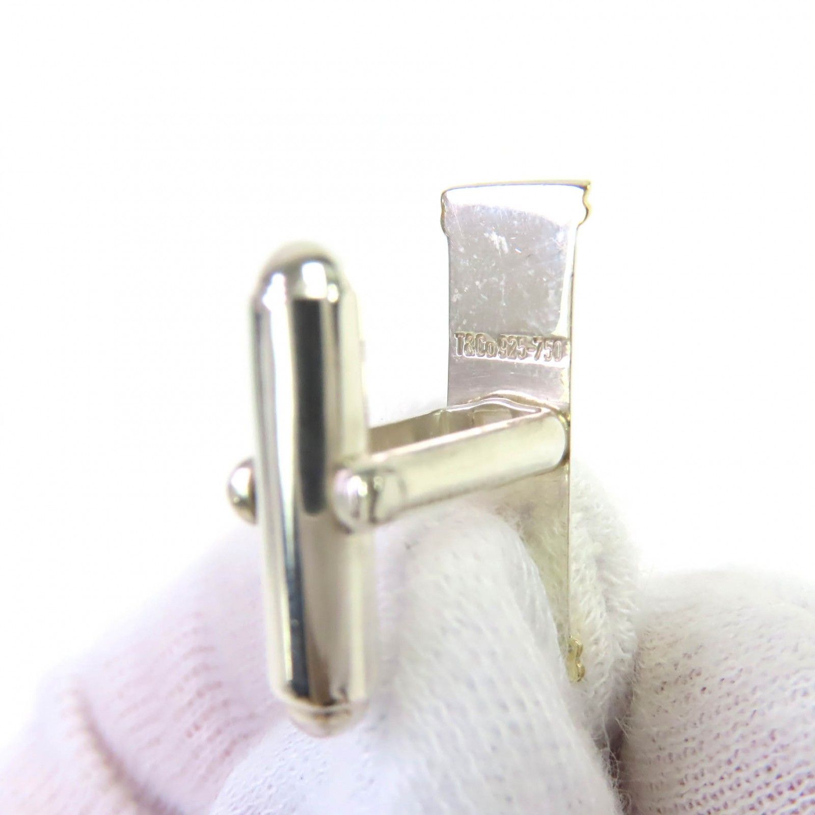 美品△TIFFANY&Co. ティファニー SV925 750 コンビ カフスボタン