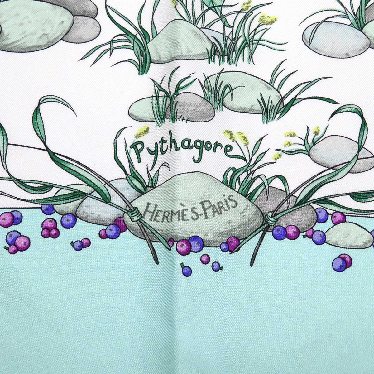 エルメス カレ 90 Pythagore ピタゴラス ユニセックス ミント
