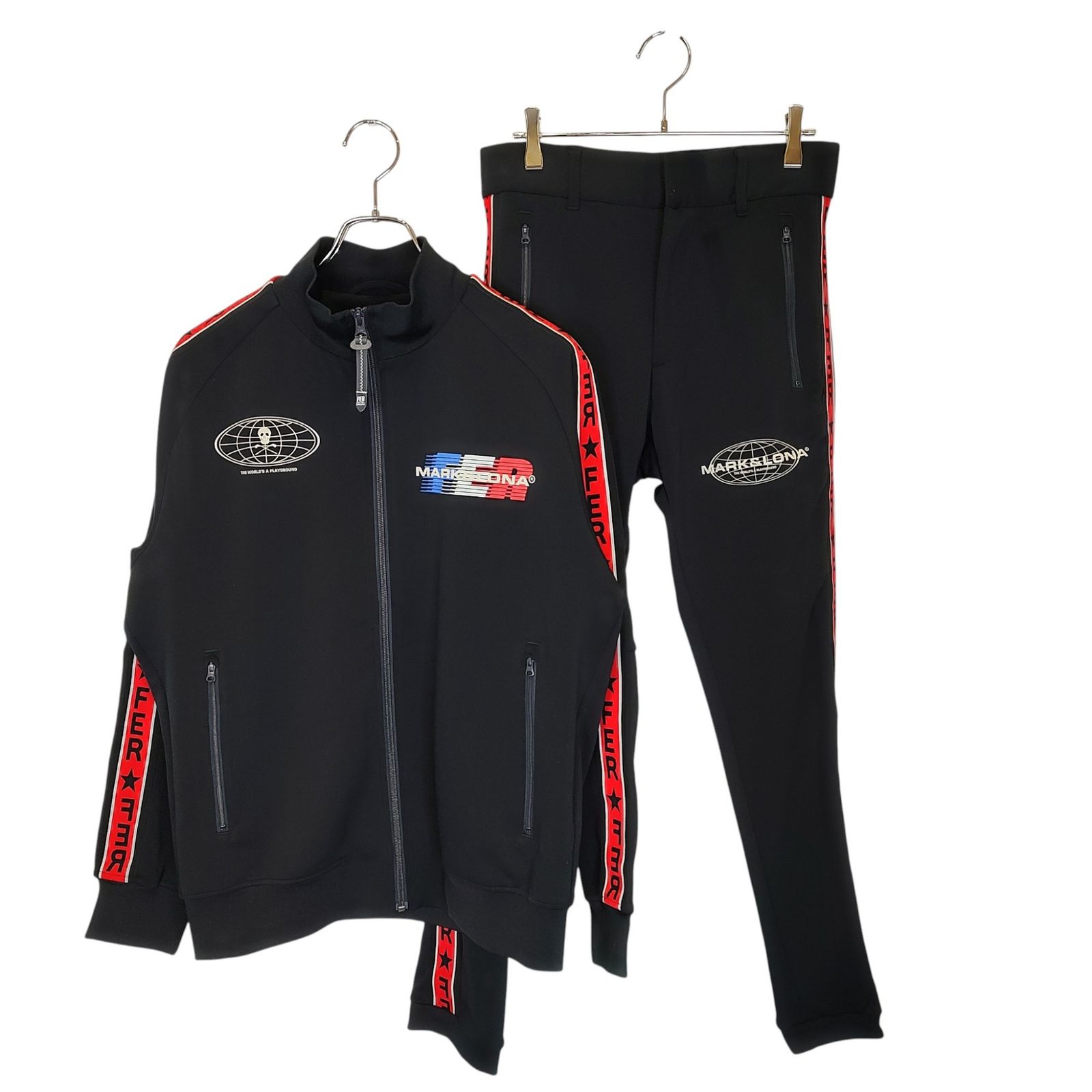 MARK＆LONA マークアンドロナ ゴルフ 24AW FER Star Stripe Track Jacket FER Star Stripe Jogger セットアップ MFM-4C-AD01 MFM-4C-AT01 44 ブラック メンズ