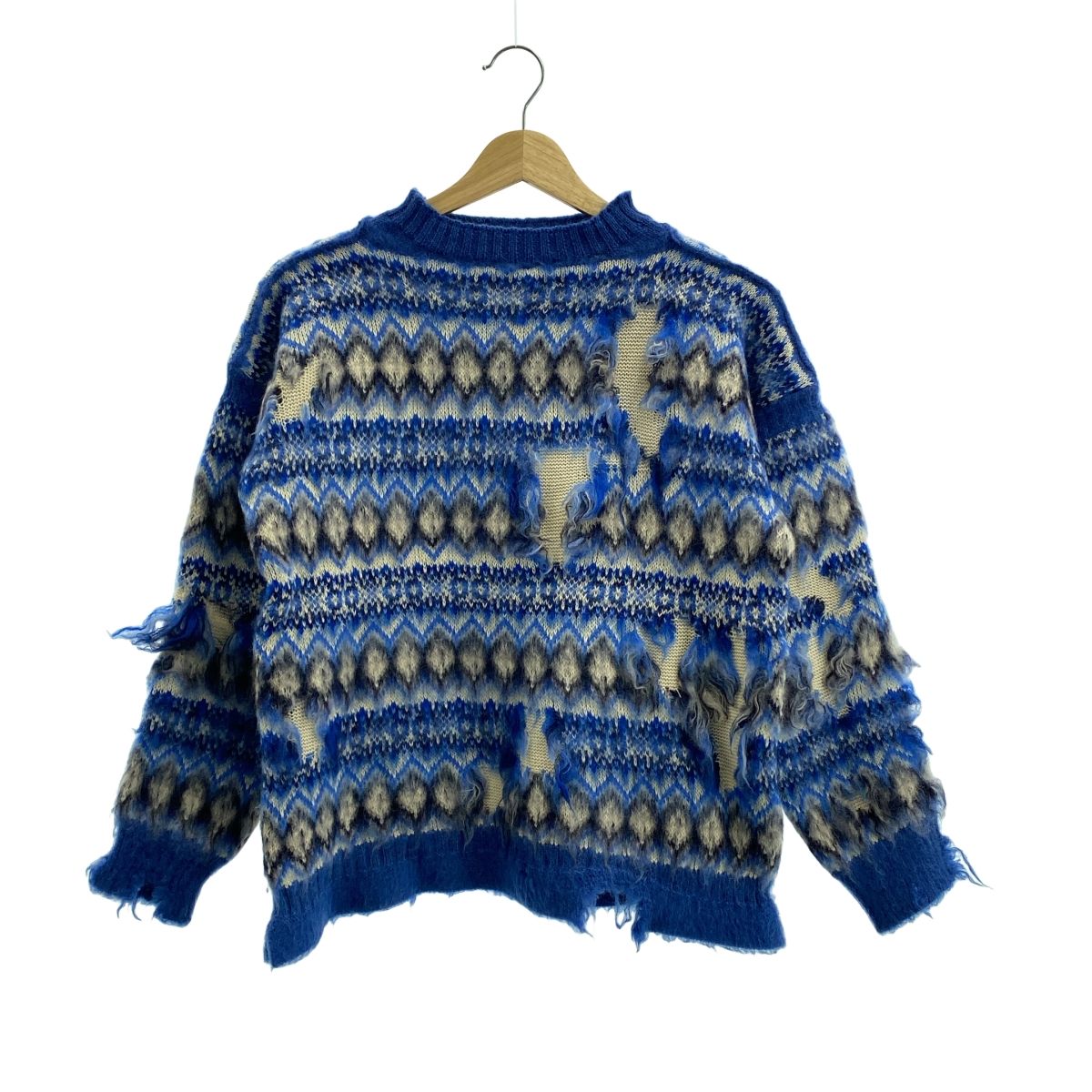 Maison Margiela | メゾンマルジェラ | 2025SS | INTARSIA SWEATER ダメージ加工 ニット | M | ブルー|ホワイト|ブラック | レディース