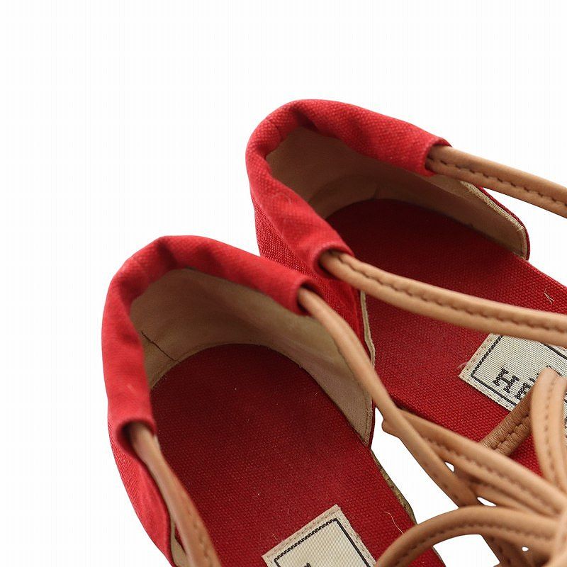 エルメス HERMES エスパドリーユ フラットシューズ リボン Hロゴ 刺繍  