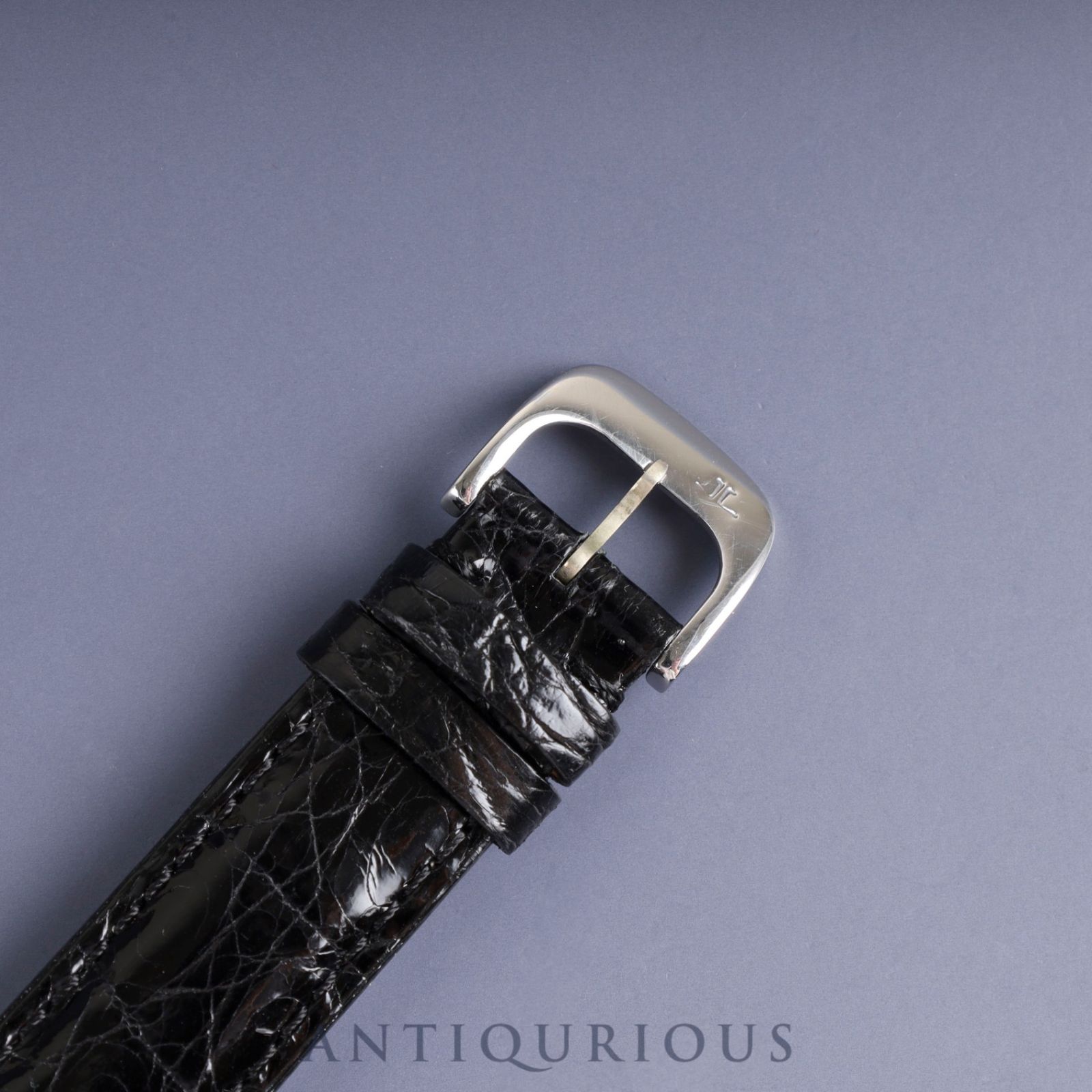 ⑤ジャガールクルト 純正 ベルト レザー スウェード ネイビー 尾錠 【訳あり】 ジャガールクルト レクタンギュラー ローマンダイヤル 1970年代