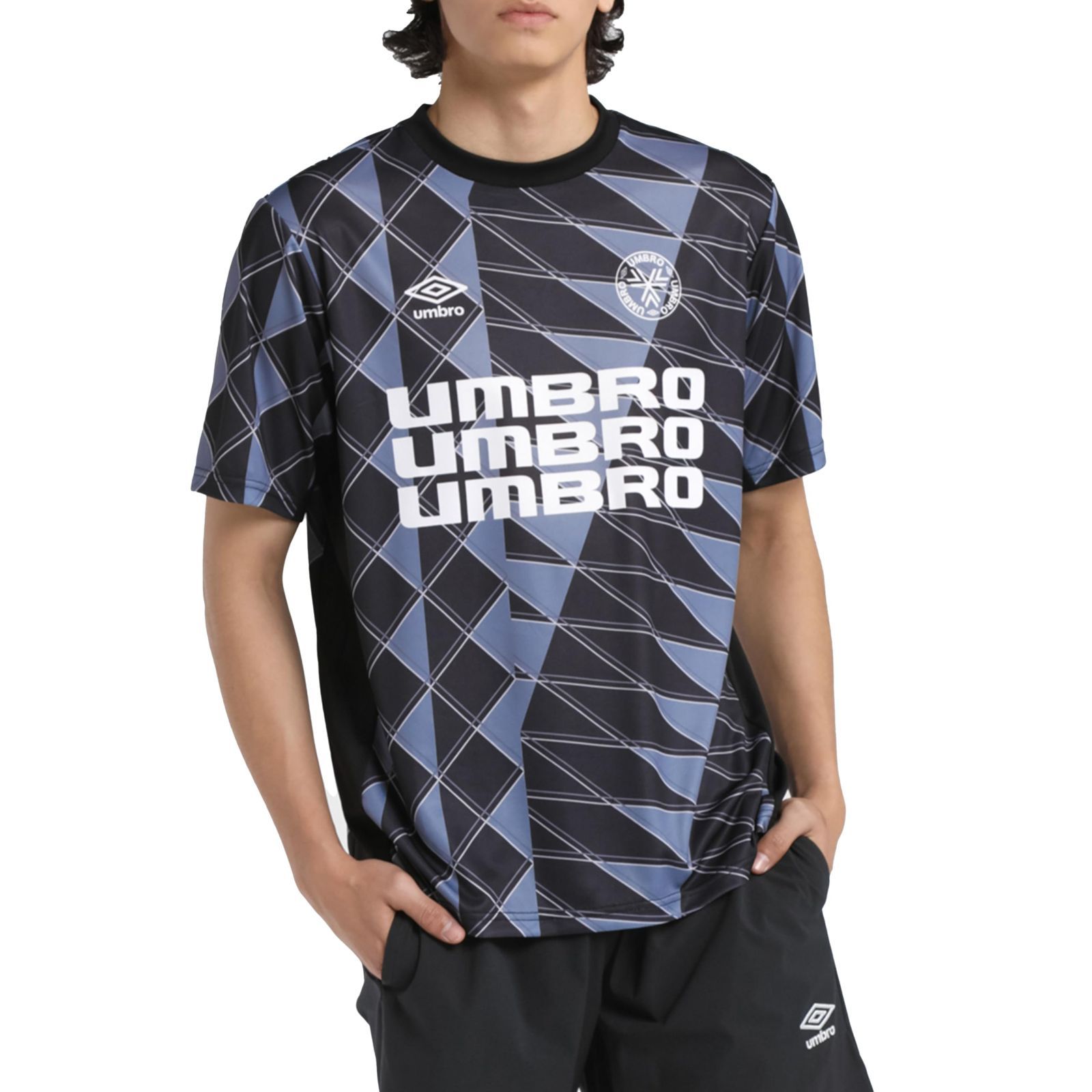 Size O_Color BK00 UF5SHS50M アンブロ 半袖プラシャツ THE THIRD by グラフィックプラクティスシャツ 吸汗 練習 サッカー フットサル メンズ BK00 UF5SHS50M