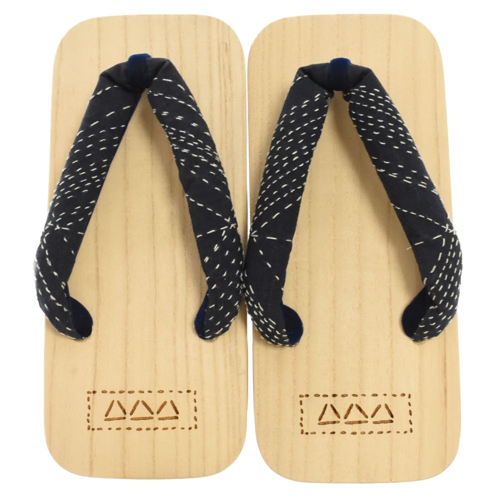 VISVIM (ヴィスヴィム) GETA KHADI 刺し子刺繍 下駄 サンダル ネイビー 