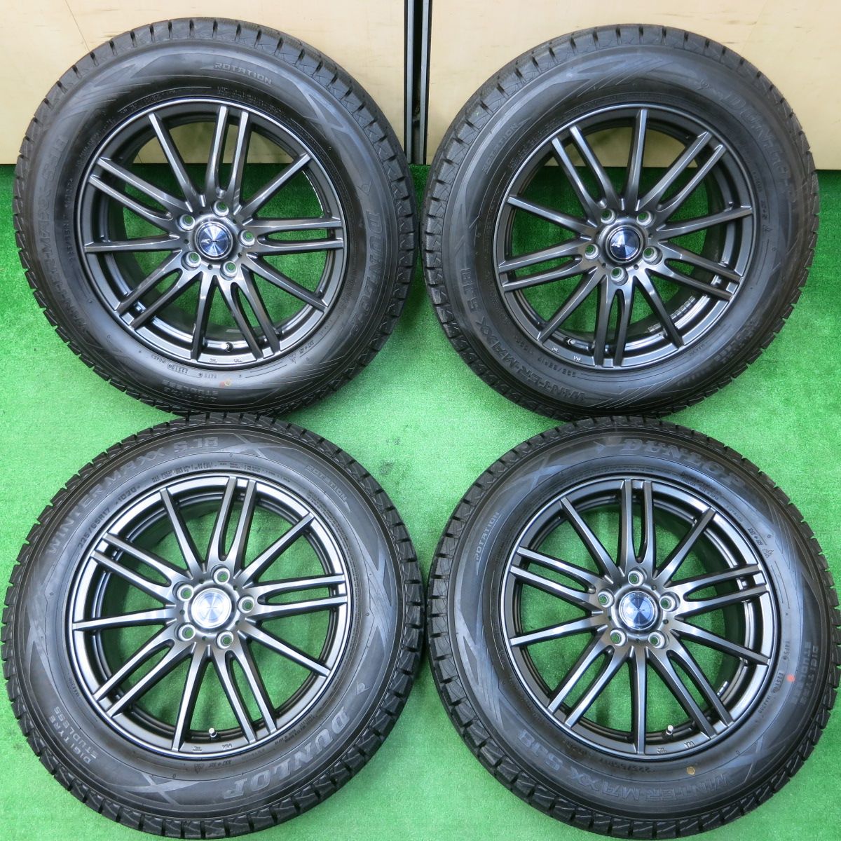 *送料無料*超バリ溝！19年！キレイ！ほぼ10分スタッドレス 225/65R17 ダンロップ ウインターマックス SJ8 ZAMIK TITO 17インチ PCD114.3/5H3112706イス