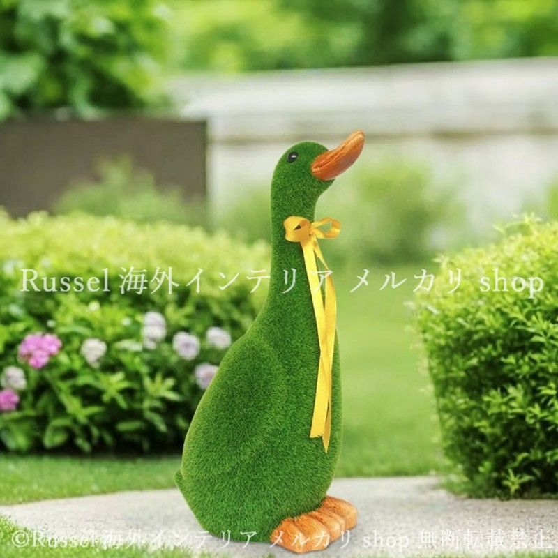 ガーデンオブジェ アヒル フェイクグリーン 樹脂 あひる 鳥 緑 置物 ガーデンオーナメント ガーデニング 雑貨 ガーデン雑貨 ガーデンインテリア ガーデン インテリア 庭の装飾 お洒落 おしゃれ 8-14