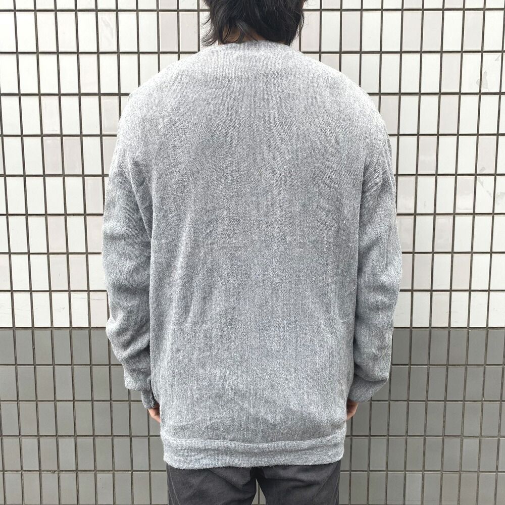 80s アクリル ニット カーディガン Lサイズ USA製 アメリカ古着 グレー 無地 ワンポイント刺繍 セーター ヴィンテージ VINTAGE オールド ジャンセン JANTZEN 80s アクリルカーディガン 大きめ ニット USA製