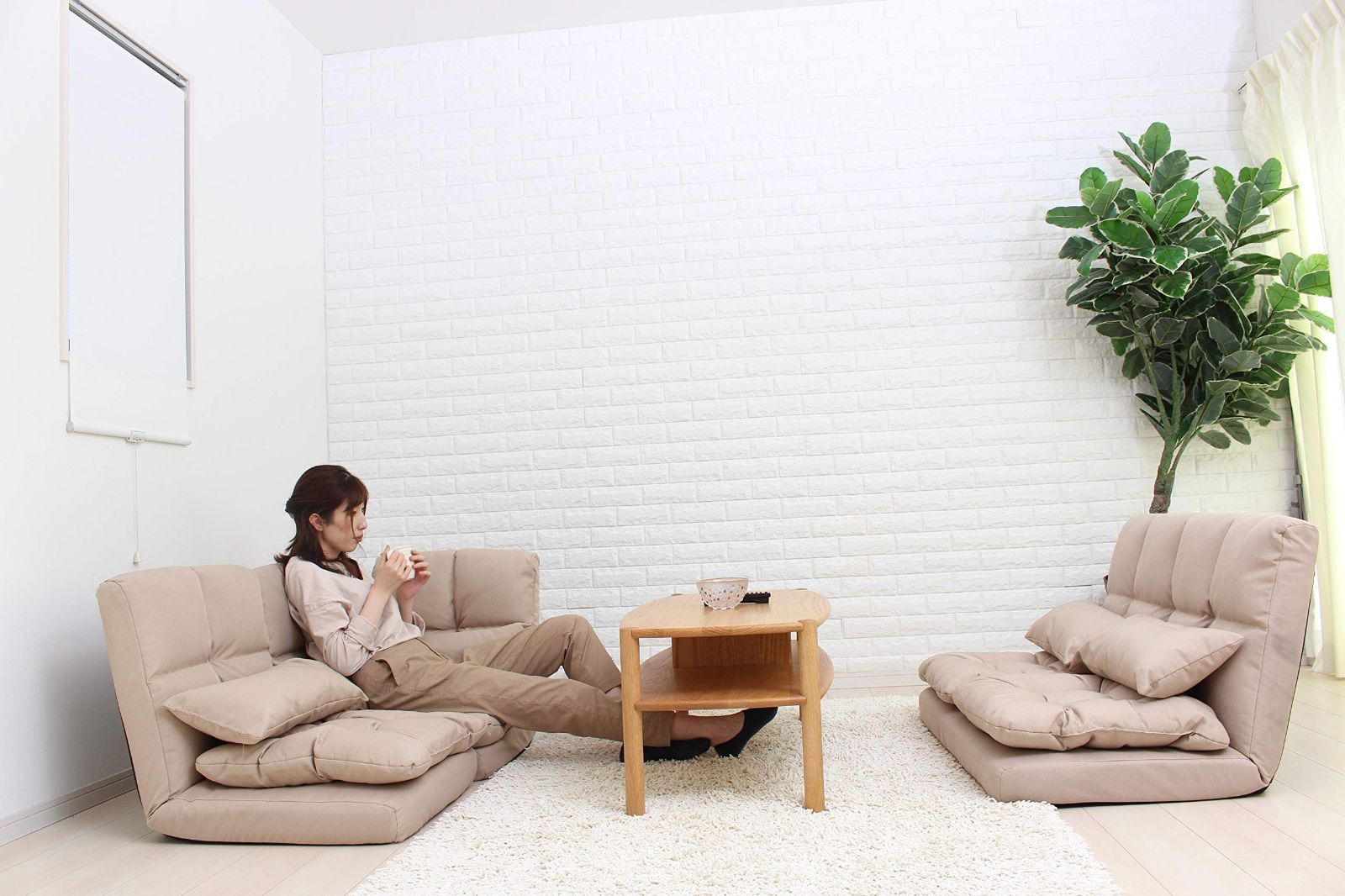 3点セット ネイビー クッション付き コーナーソファ