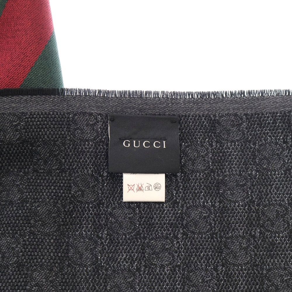 GUCCI (グッチ) シェリーライン GG総柄 シルク混 ウールマフラー