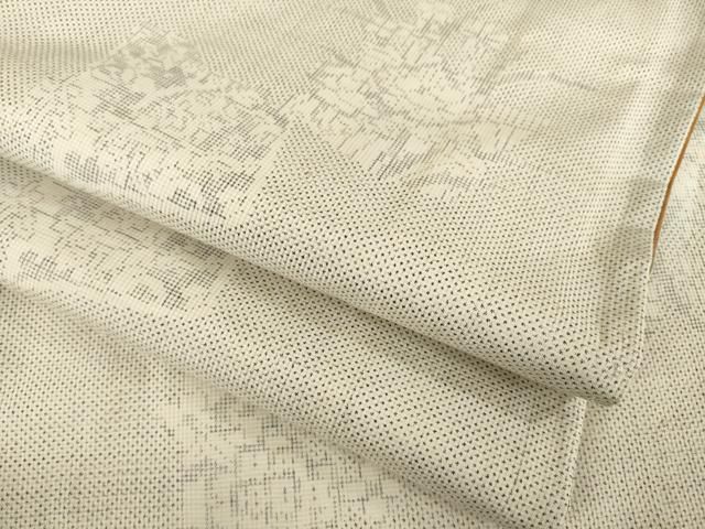 平和屋着物●本場大島紬 白大島 一元絣 色紙花文 正絹 AABC6125ck