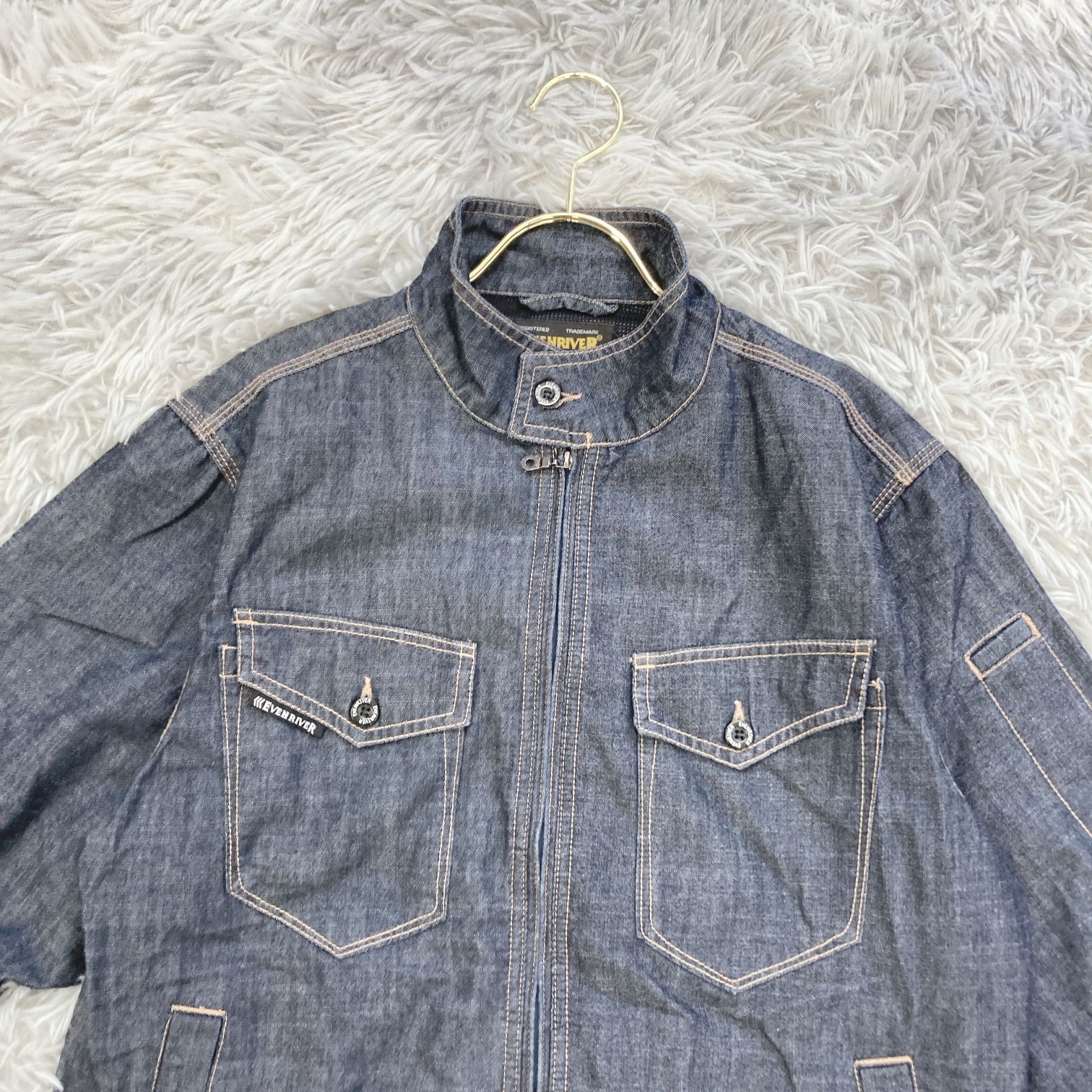 良品】evenriver イーブンリバー デニムジャケット Gジャン 薄手 (M 