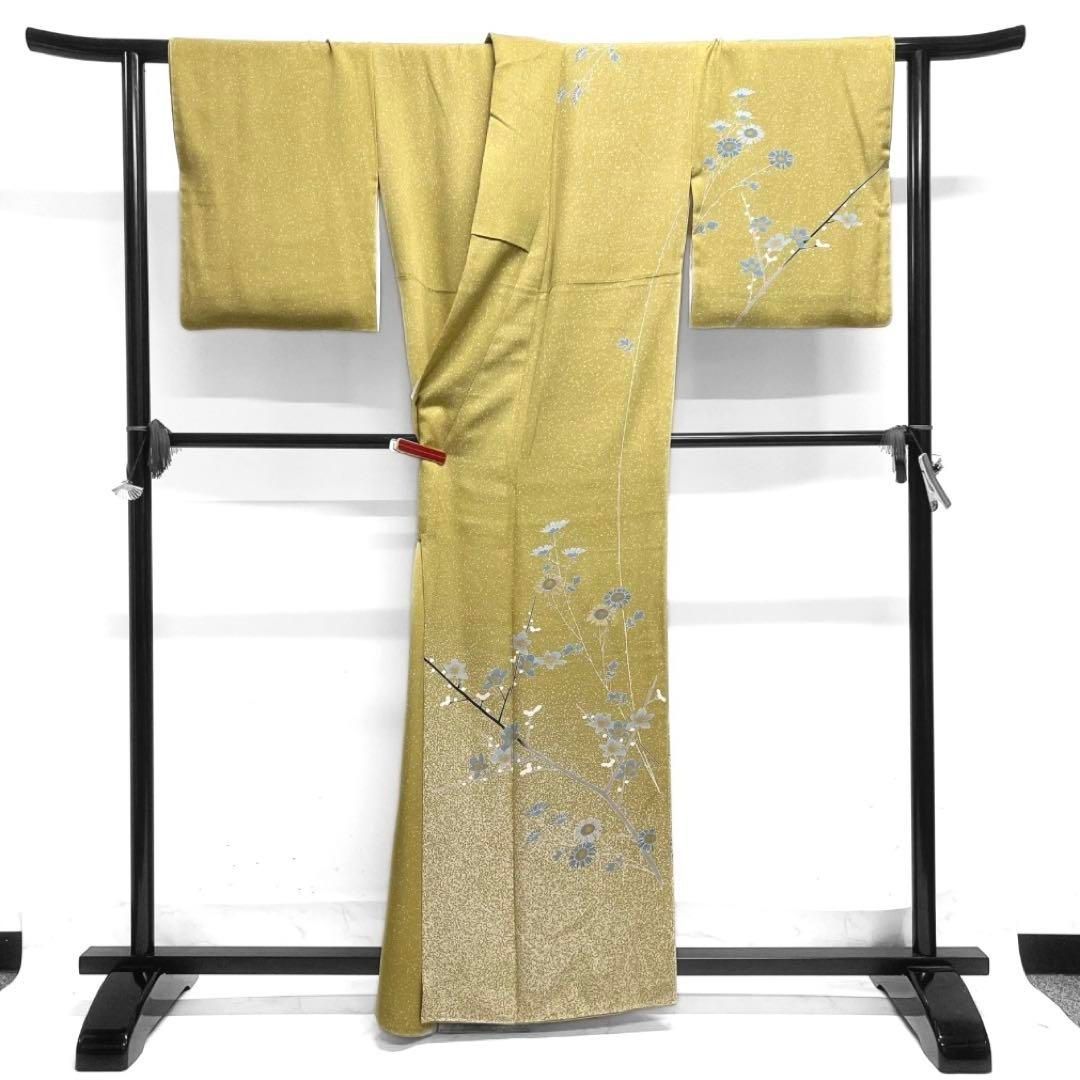 訪問着　刺繍　梅花　菊　たたき染　金糸　金彩　紋無し　着物　062a d 訪問着 刺繍 梅花 菊 たたき染 金糸 金彩 紋無し 着物 062a d