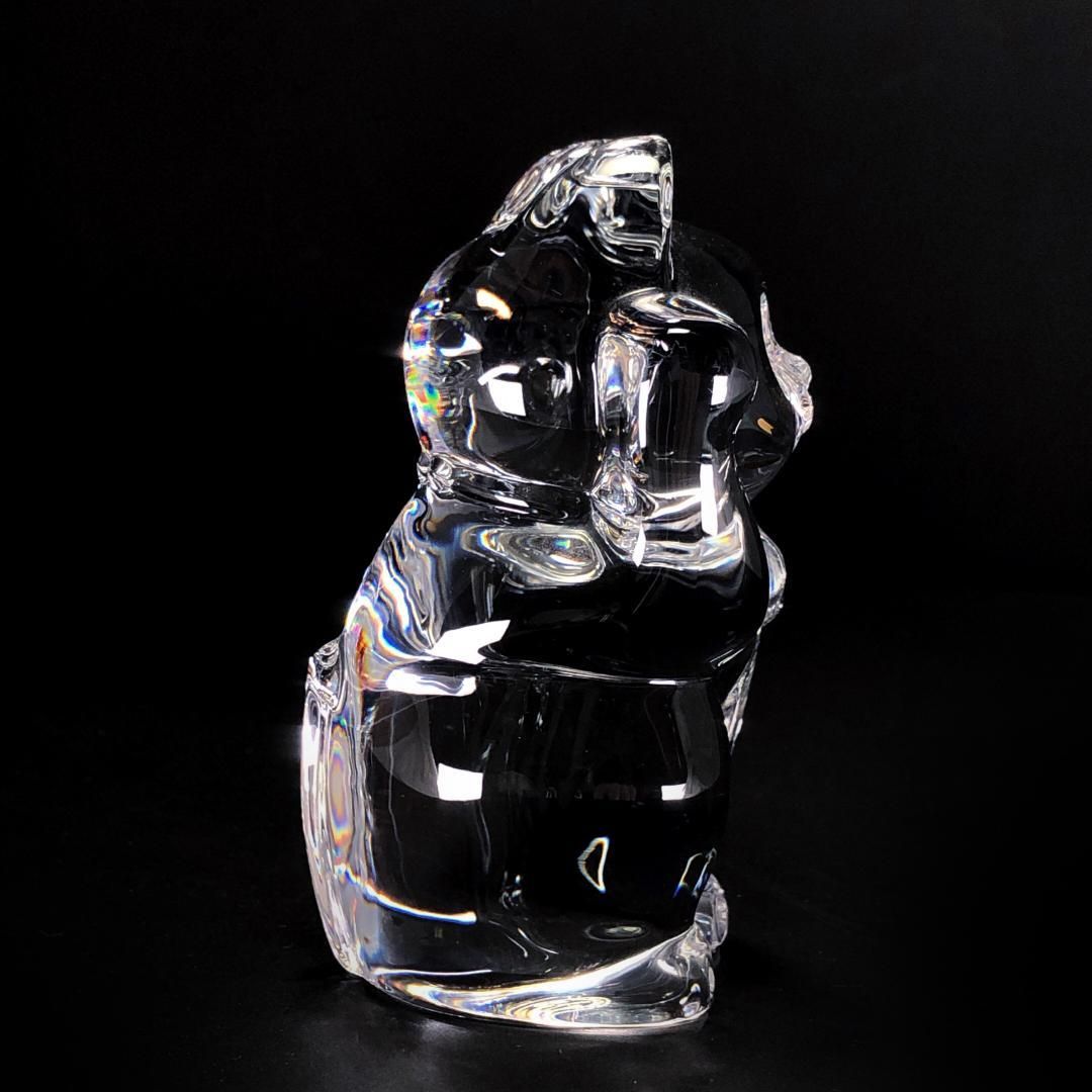 【箱付き】バカラ招き猫 クリスタル フィギュリン／BC399 箱付き】Baccarat バカラ／招き猫 クリスタル フィギュリン