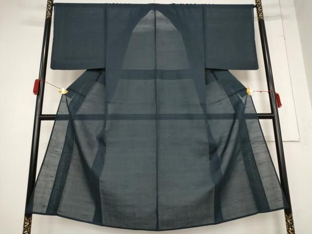 平和屋着物＊夏物 男性 紗紬 藍鉄色 正絹 AABB0565st