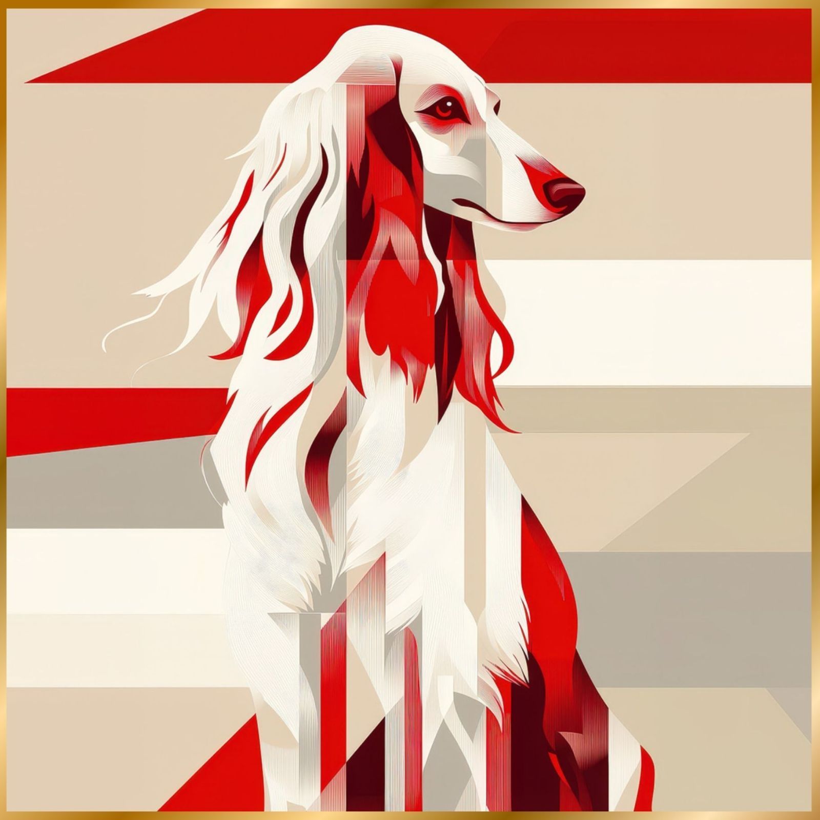 Red Passion - アフガンハウンド犬 No.2 ミニマリスト ミニマリズム シンプル インテリアアート ペットロス うちの子 記念日 アートポスター 犬の絵 犬のイラスト ギフト プレゼント