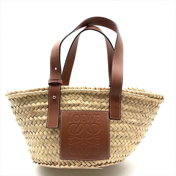 【美品】ロエベ　LOEWE　かごバッグ　スモール　ブラウン LOEWE ロエベ バスケットスモール ラフィア 2WAYハンドバッグ ブラウン