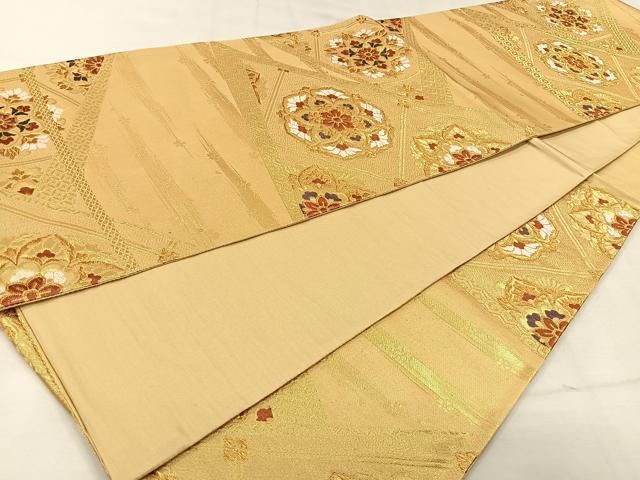 平和屋着物◎六通柄袋帯 唐織 正倉院更紗花文 金糸 正絹 逸品