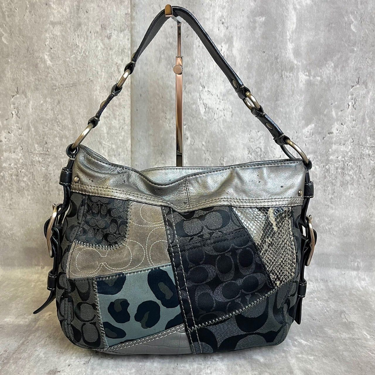 COACH コーチ 型押しパイソンレザー 肩かけショルダートートバッグ