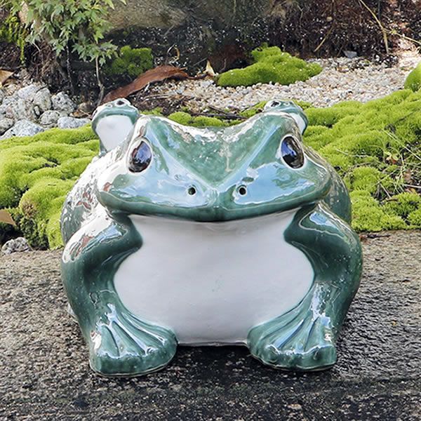 信楽焼 しがらき やきもの 陶器 置物 カエル かえる 縁起物 ギフト 15号青蛙 ka-0055