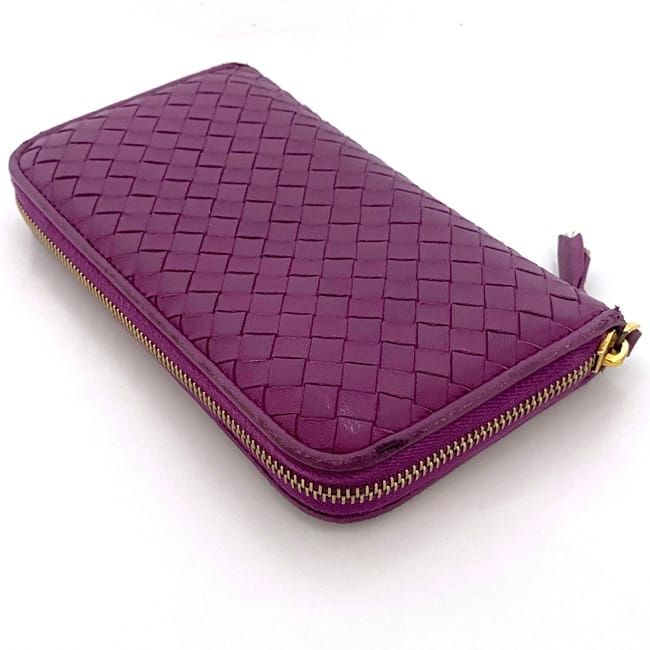 ボッテガヴェネタ 長財布 イントレチャート パープル BOTTEGA VENETA ボッテガヴェネタ 長財布(ラウンドファスナー