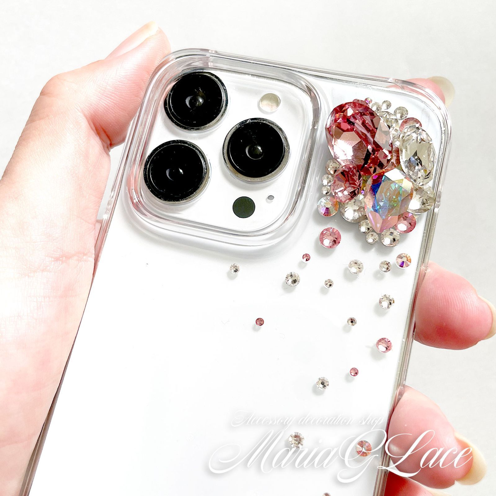 【mariaglace】 AQUOS Wish3 wish2 Zero6 立体Bijouデコ スマホケース レジン スマホカバー レディース シンプル キラキラ かわいい