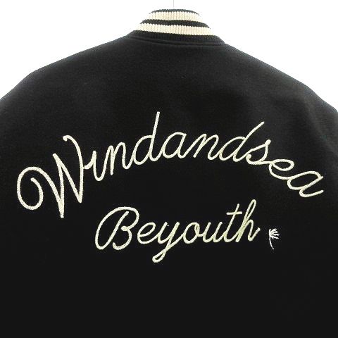 ウィンダンシー WIND AND SEA 3周年記念 Varsity Jacket 袖革 スタジャン バーシティ ジャケット ワッペン  裏地キルティング M 黒 ブラック □U30 - メルカリ