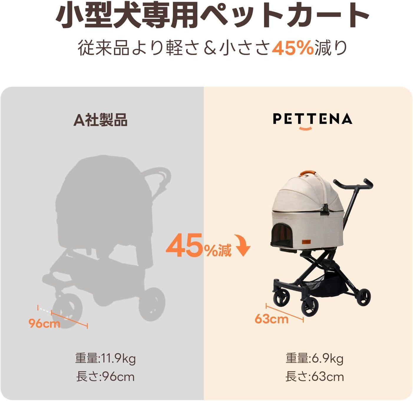 日本全国無料配達! PETTENA 分離型 ペットカート 小型犬 軽量型 耐荷重20KG 超コンパクト 組立簡単 犬バギー 猫 自立 使用便利 小型犬多頭 犬用カート 高い安定性 アルミ合金フレーム 振動減少タイヤ お出かけ 散歩 通院 ショッピング