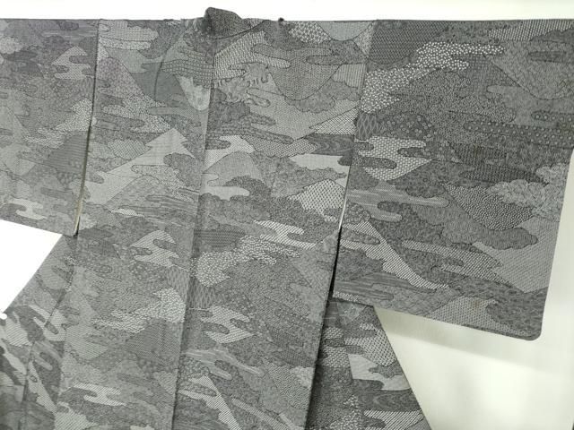 平和屋着物○紬 訪問着 遠山文 正絹 逸品 AAAU0025np 平和屋着物○