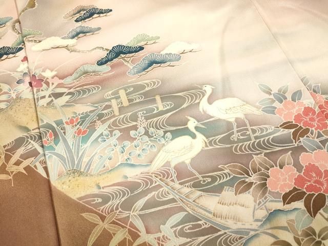 平和屋着物▽訪問着 単衣 名所風景文 暈し染め 正絹 逸品 DAAS0528az