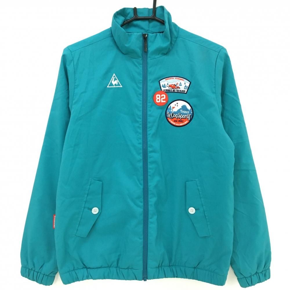 【美品】ルコックゴルフ 中綿ジャケット グリーンブルー ワッペン レディース L ゴルフウェア le coq sportif