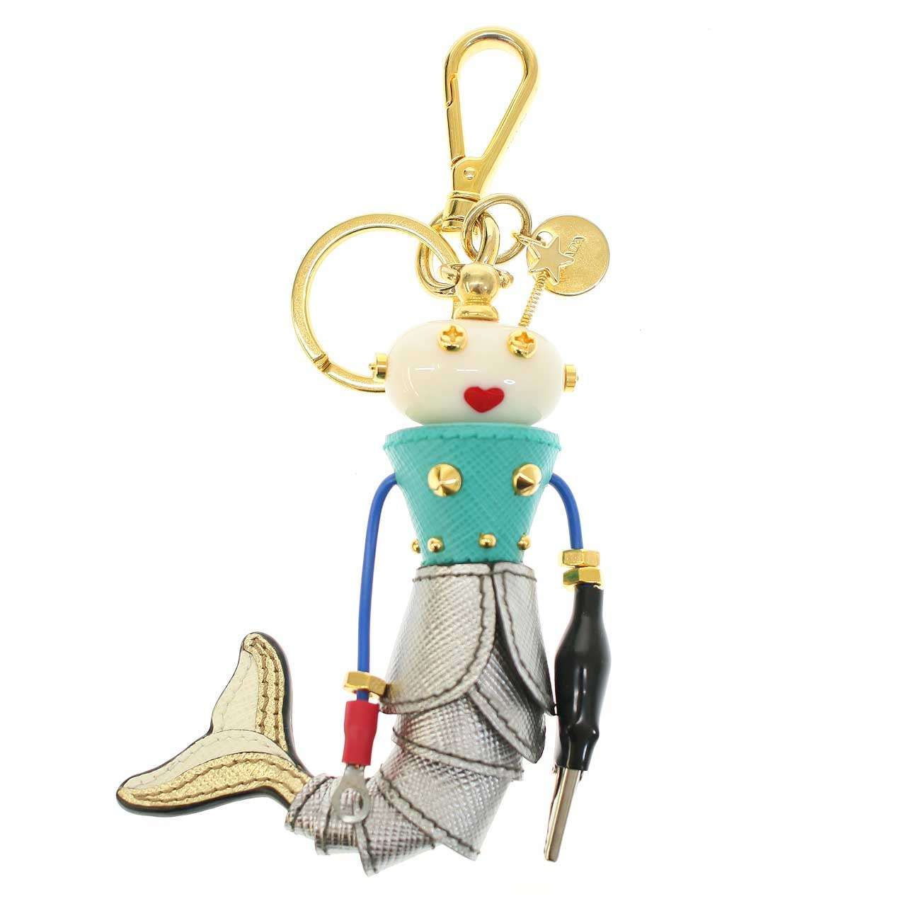 PRADA プラダ サフィアーノレザーロボットチャーム キーリング