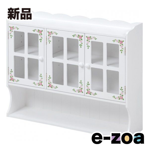 萩原  ハギハラ 調味料ラック 幅63×奥行16×高さ50cm ローズペイント 3扉タイプ MUD-7131WH (2519431)