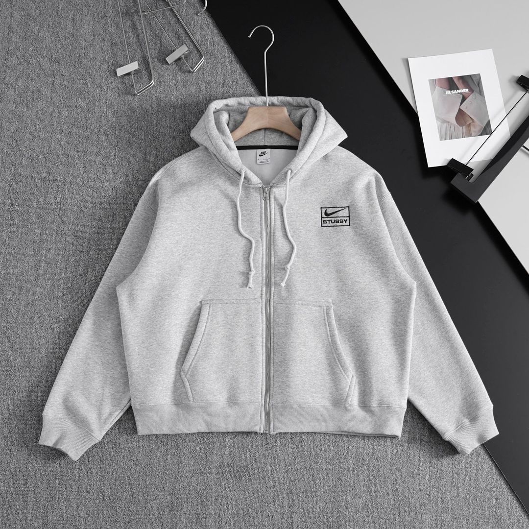 Nike x Stussy Full-Zip Fleece HoodieGray L（男女兼用）