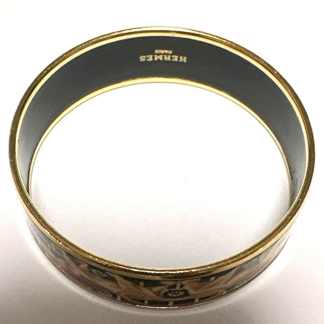 HERMES エルメス エマイユGM ブレスレット バングル ライオン ゴールド