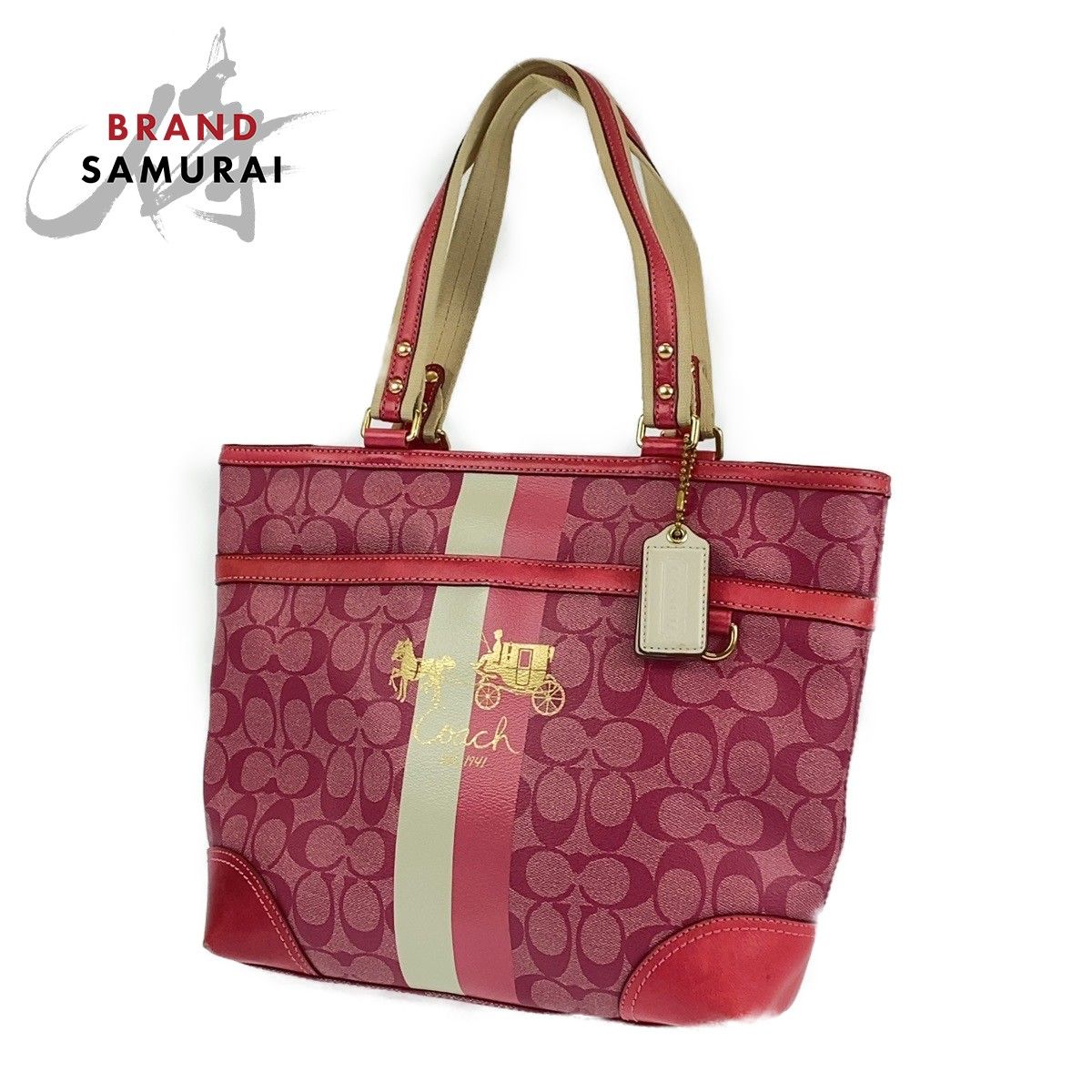COACH コーチ □ ヘリテージ ストライプ トート F11791 □ 内側人気 