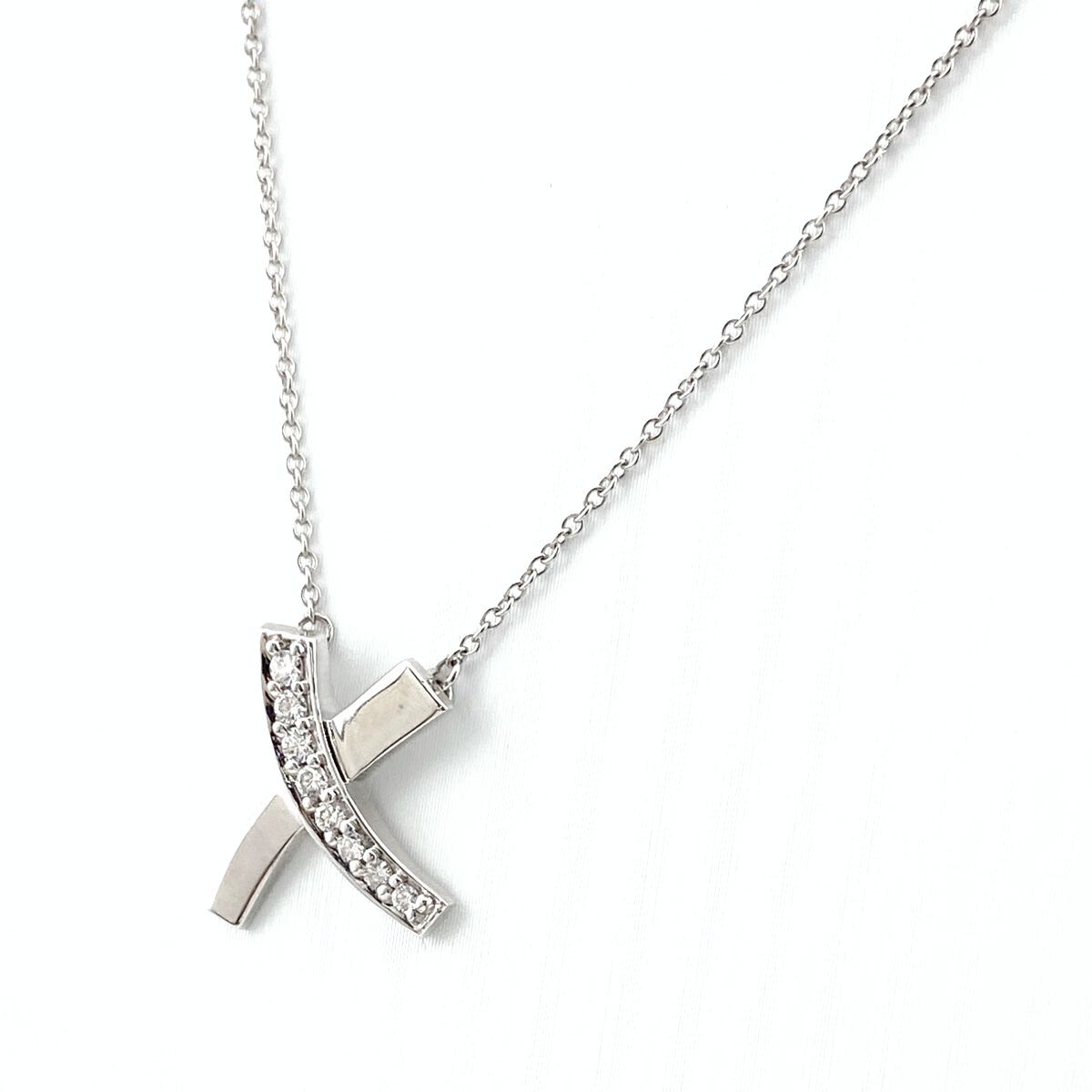 ティファニー TIFFANY&Co. ピカソ キス ダイヤ ネックレス WG ホワイト 