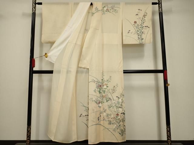 平和屋着物＊夏物 色無地 絽 長春色 正絹 逸品 CAAW3123ut